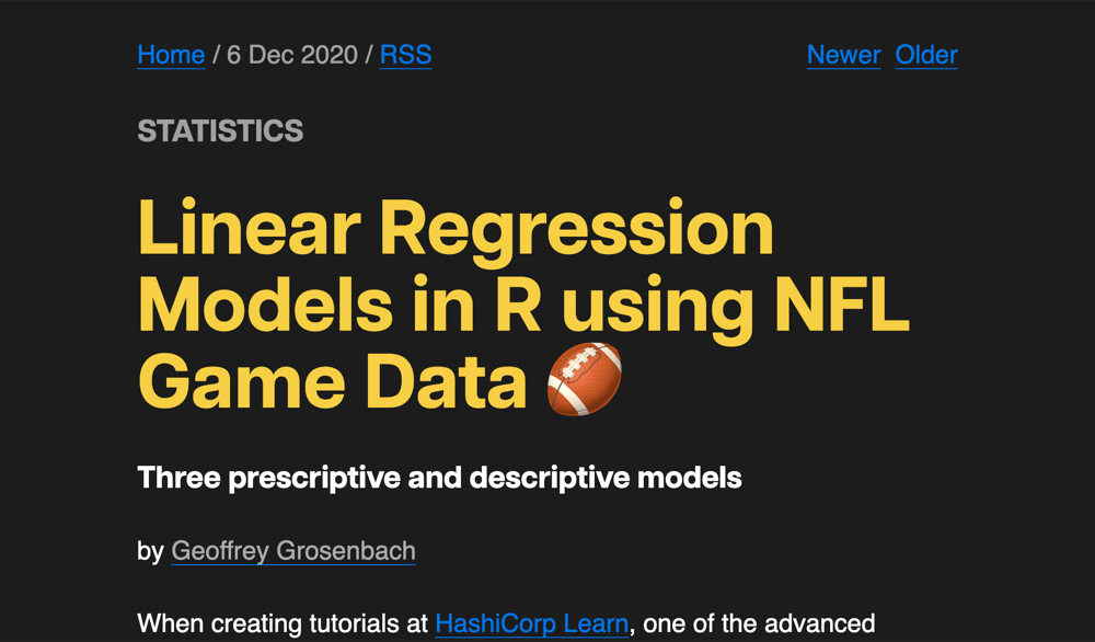 Linear Regression Models in R using NFL Game Data ðŸ�ˆ
