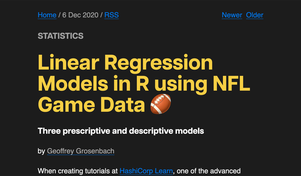 Linear Regression Models in R using NFL Game Data 