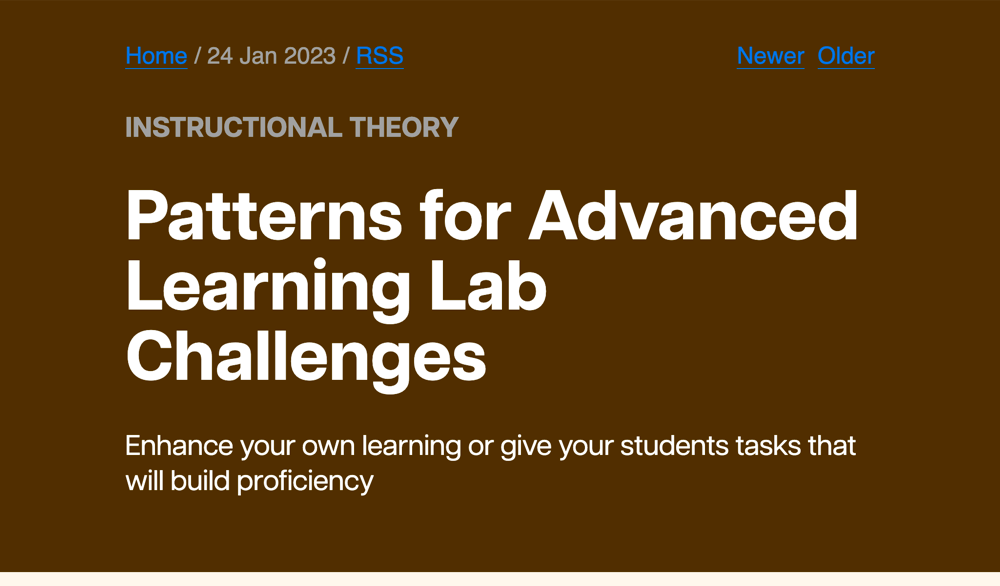 Patterns for Advanced Learning Lab Challenges